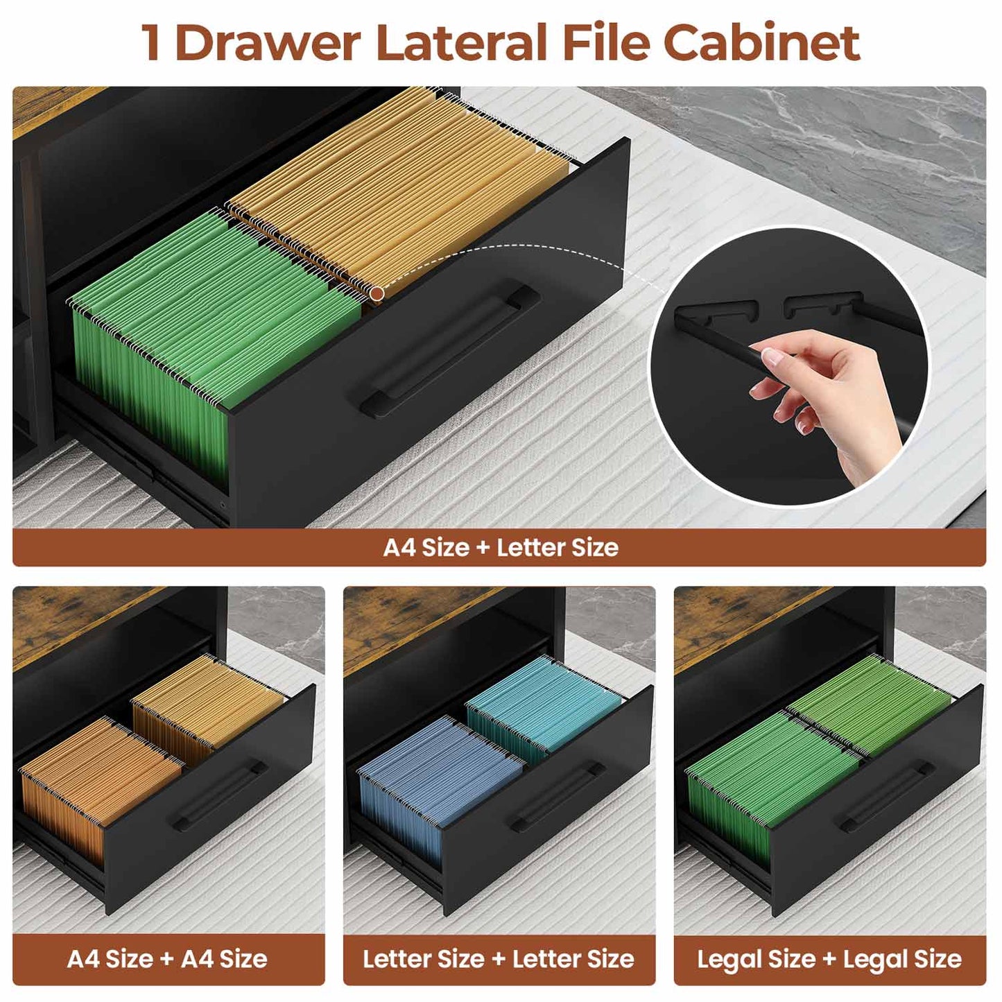 71" Reversible L-Shaped Executive Desk with Storage Shelves & Power Outlets Brown