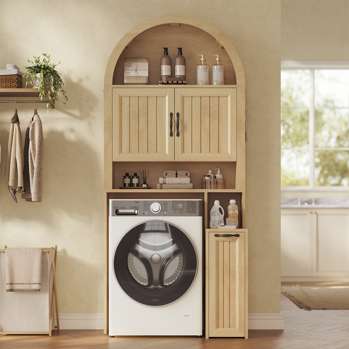 Arched Over The Toilet Storage Cabinet Small Pushcart Oak