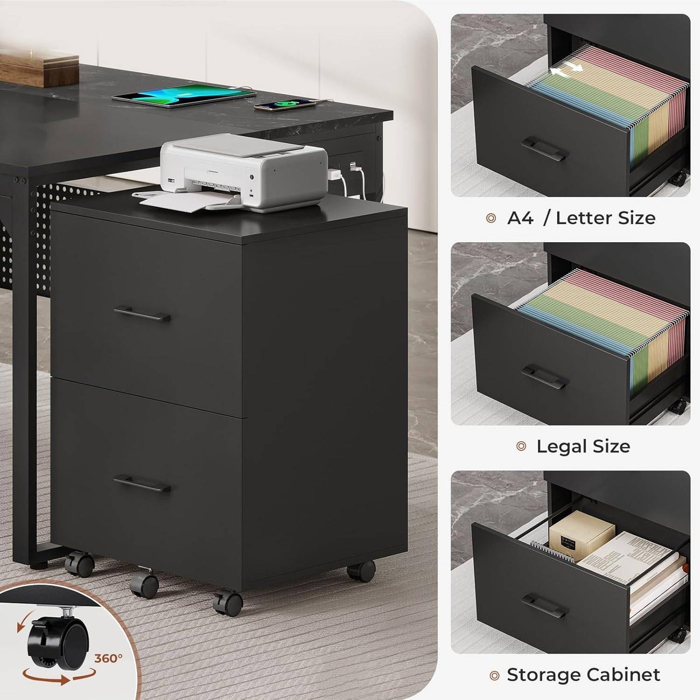 71 in Reversible L Shaped Executive Desk Black