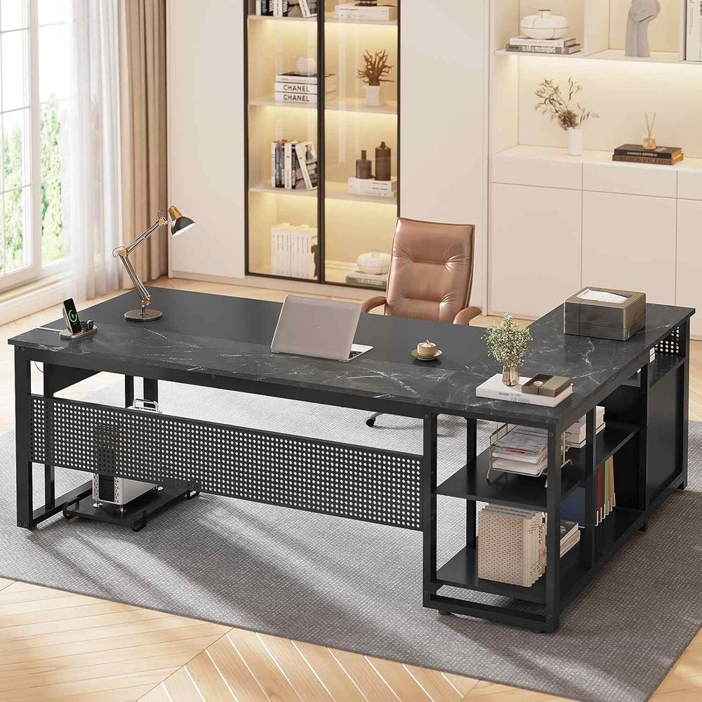 71 in Reversible L Shaped Executive Desk Black