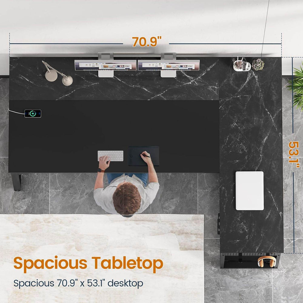 71 in Reversible L Shaped Executive Desk Black