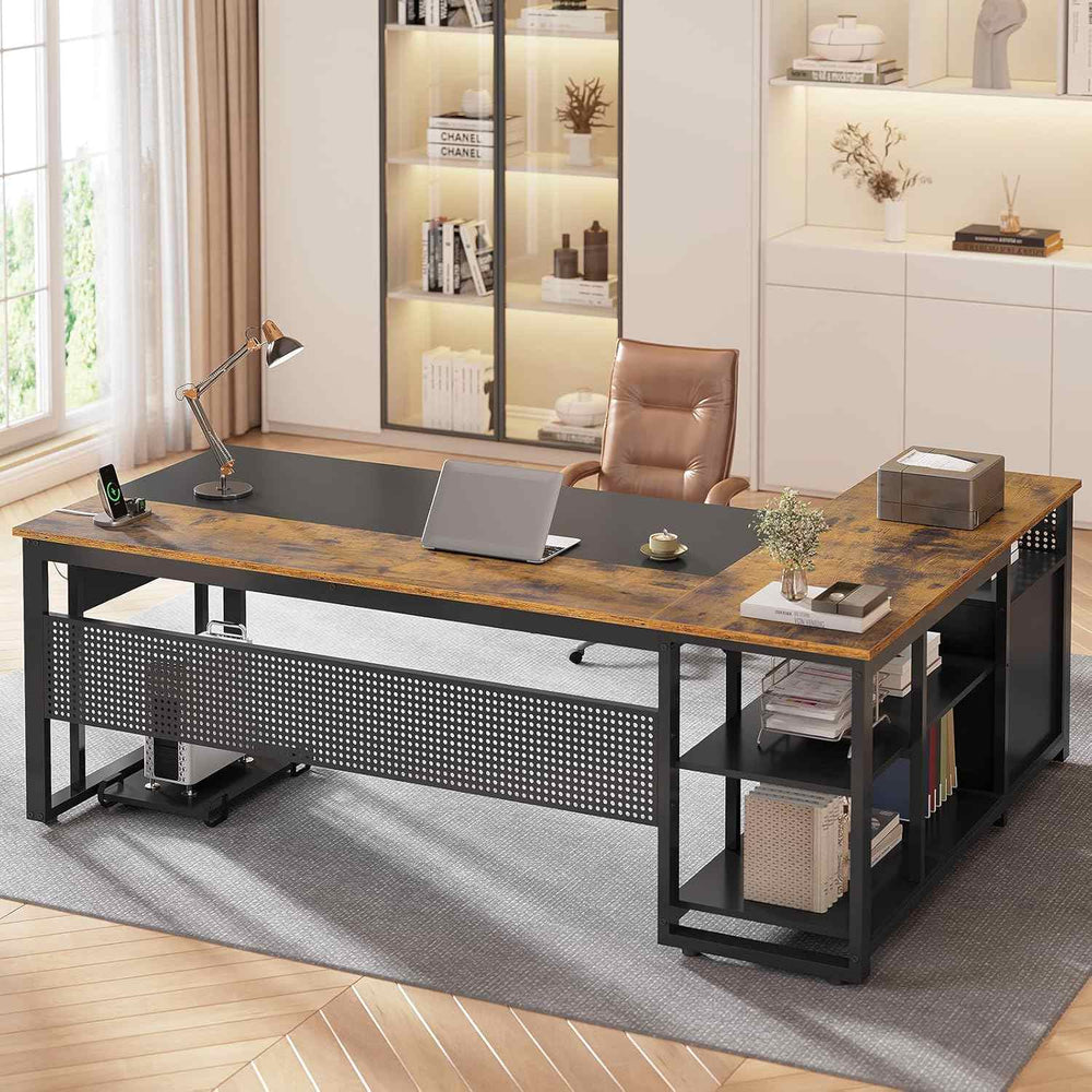 71 in Reversible L Shaped Executive Desk Brown