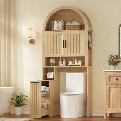 Arched Over The Toilet Storage Cabinet Small Pushcart Oak