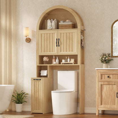 Arched Over The Toilet Storage Cabinet Small Pushcart Oak