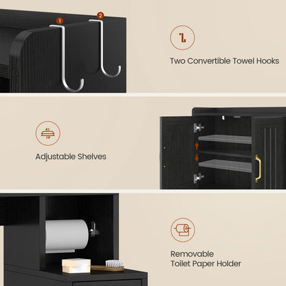 Over the Toilet Storage Cabinet with Adjustable Shelves Black