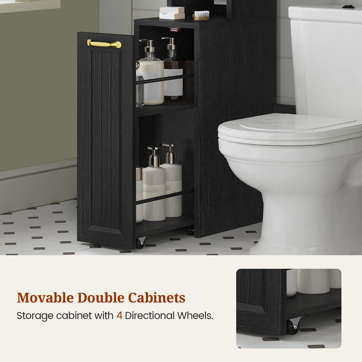 Over the Toilet Storage Cabinet with Adjustable Shelves Black