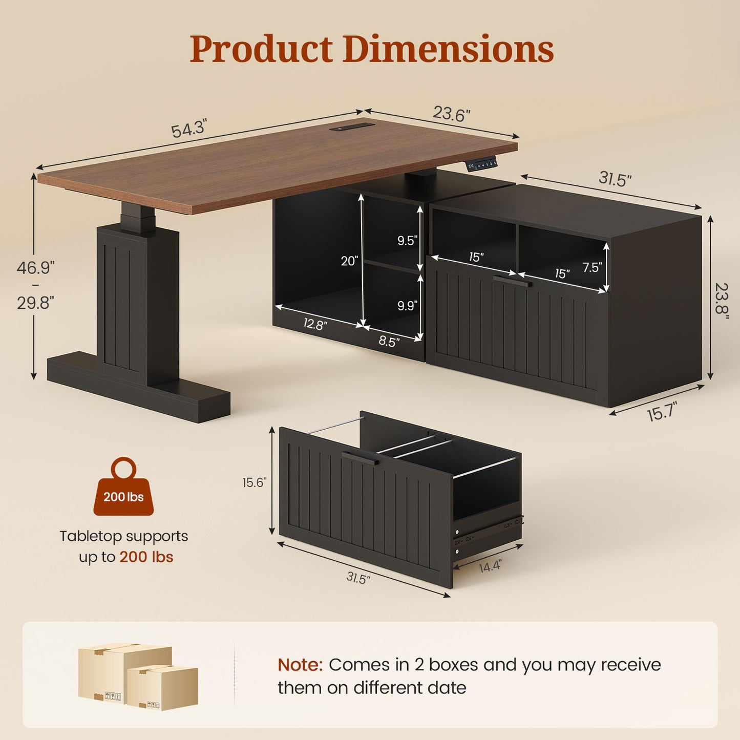 Farmhouse L Shaped Standing Desk with Electric Height Adjustment Black