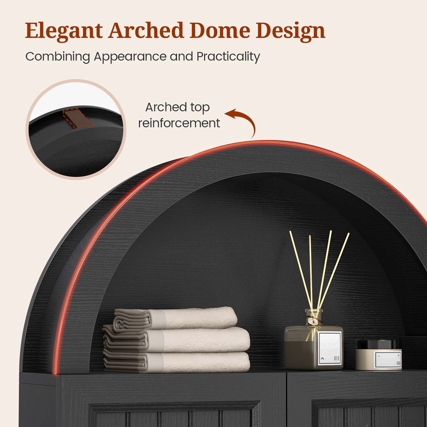 23.6 x 30.3'' Arched Bathroom Wall Cabinet