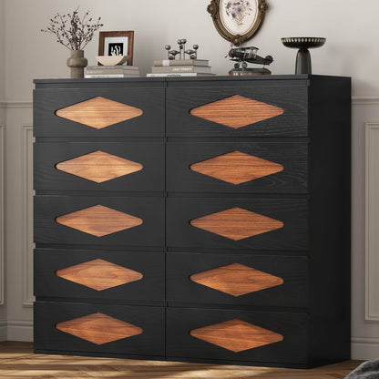 with 5 Chest of Wooden Drawers Closet Storage Dressers Organizer Black - Brown