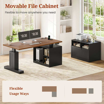 Farmhouse L Shaped Standing Desk with Electric Height Adjustment Black