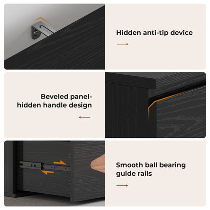 with 5 Chest of Wooden Drawers Closet Storage Dressers Organizer Black - Brown