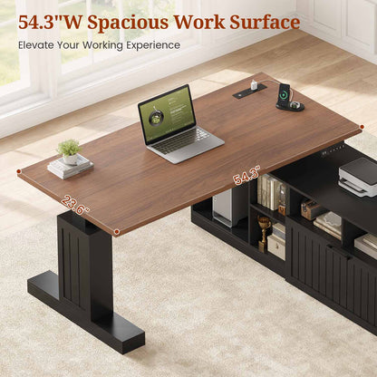 Farmhouse L Shaped Standing Desk with Electric Height Adjustment Black