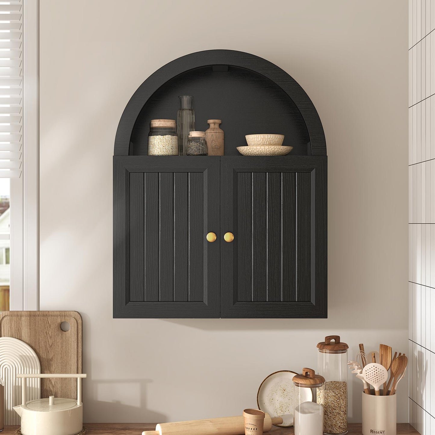 23.6 x 30.3'' Arched Bathroom Wall Cabinet