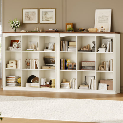Wooden 9 Cube Storage Organizer Bookcase Long Shelf White