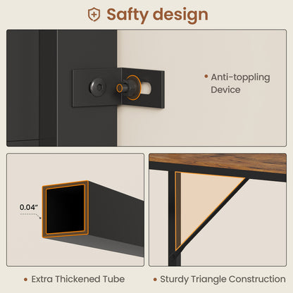 Full Size Loft Bed with L Shaped Desk LED Light and Storage Black
