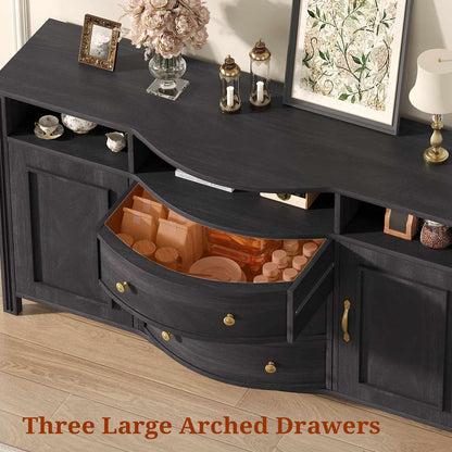 Farmhouse Buffet Cabinet with Storage & 3 Drawers Grey