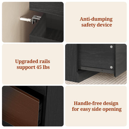 Tall 8 Dresser with Sliding Top Storage Space Black