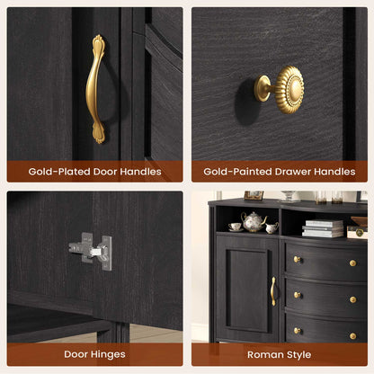 Farmhouse Buffet Cabinet with Storage & 3 Drawers Grey
