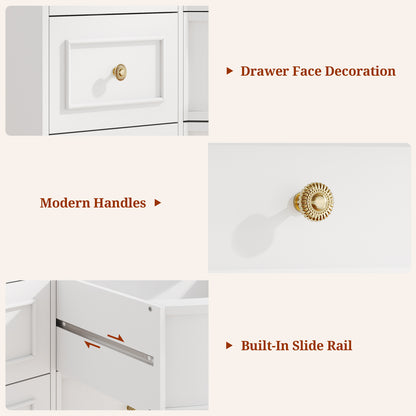 9 Drawer Dresser with Triple Arc Front White