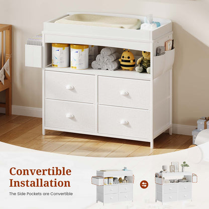 4 Drawer Dresser Large Storage Chest for Kids Room White
