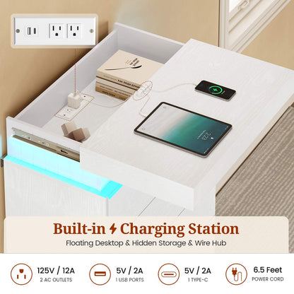 Tall White 6 Dresser with Sliding Top Storage Space