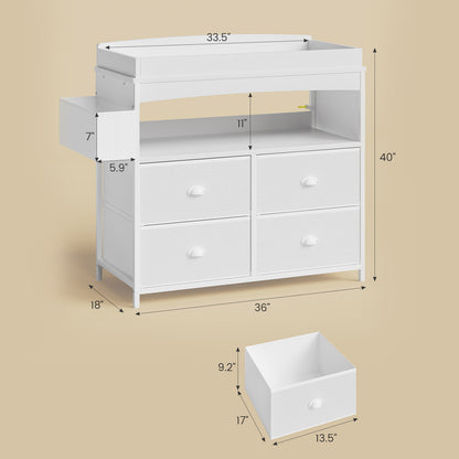 4 Drawer Dresser Large Storage Chest for Kids Room White