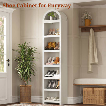 76" Arched Bookcase with Adjustable Shelves White