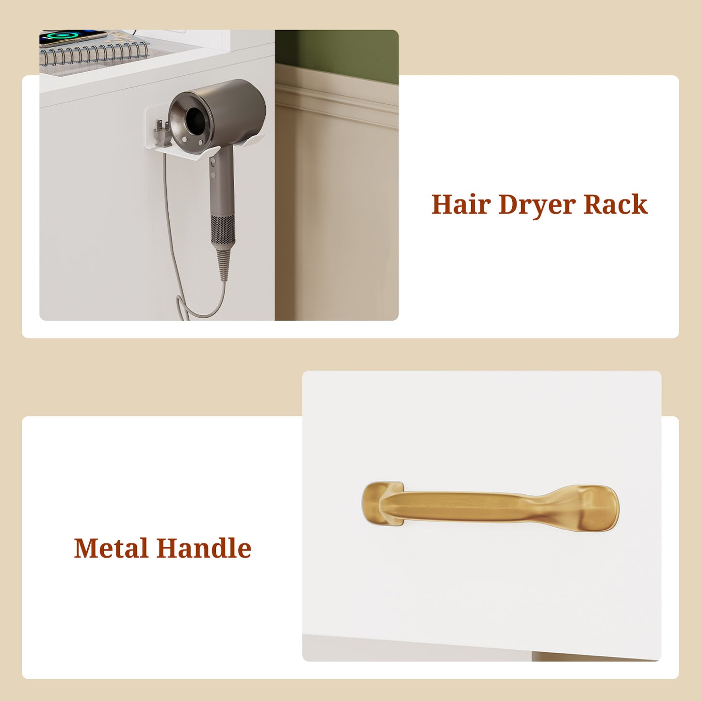 Makeup Vanity with Large LED Mirror White