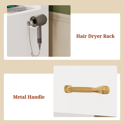 Makeup Vanity with Large LED Mirror White