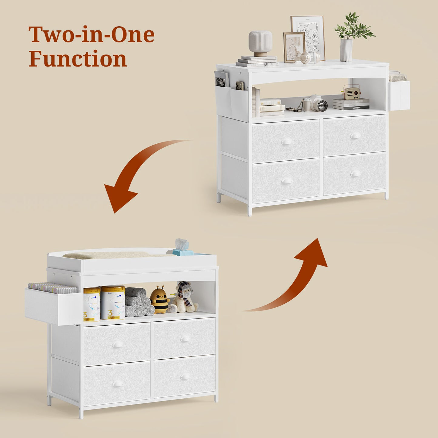 4 Drawer Dresser Large Storage Chest for Kids Room White