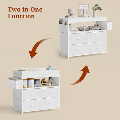4 Drawer Dresser Large Storage Chest for Kids Room White