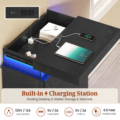 Tall Black 6 Dresser with Sliding Top Storage Space