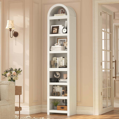 76" Arched Bookcase with Adjustable Shelves White