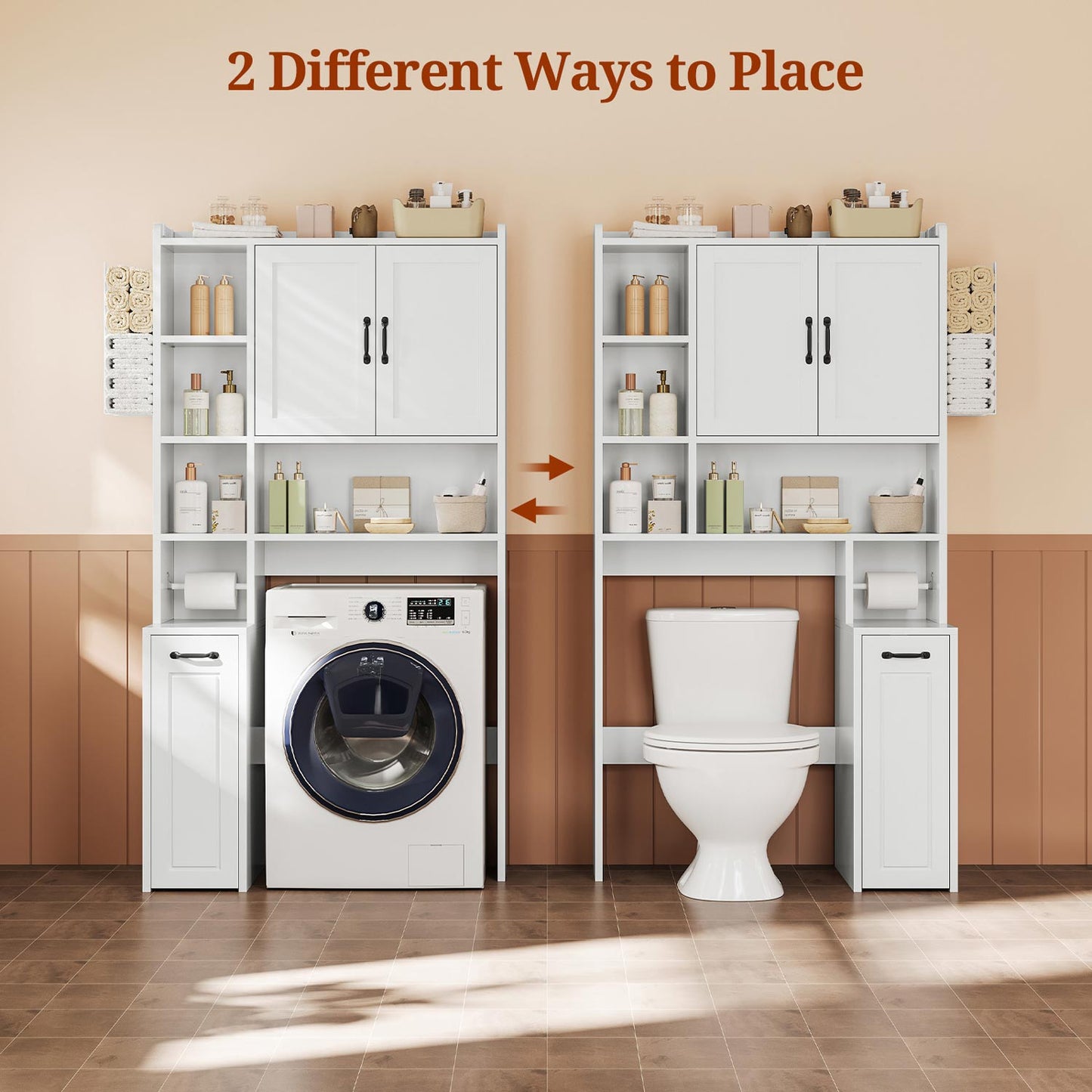 Over The Toilet Storage Cabinet with Pulley White