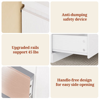 Tall White 6 Dresser with Sliding Top Storage Space