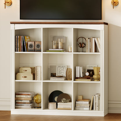 Wooden 9 Cube Storage Organizer Bookcase Long Shelf White