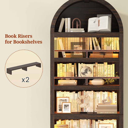79.4" Tall Arched Cabinet with RGB Light & Adjustable Shelf Walnut