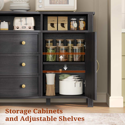Farmhouse Buffet Cabinet with Storage & 3 Drawers Grey