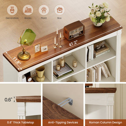 Wooden 9 Cube Storage Organizer Bookcase Long Shelf White