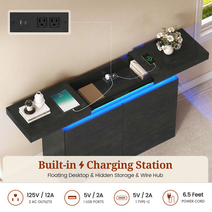 Tall 8 Dresser with Sliding Top Storage Space Black