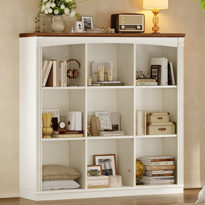 Wooden 9 Cube Storage Organizer Bookcase Long Shelf White