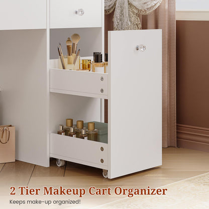 35.4" Normal Makeup Vanity with Pull-Out LED Mirror White