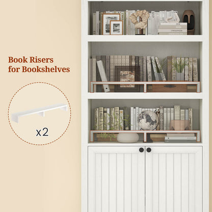 81" Arched Bookcase with Adjustable Shelves and Cabinet Antique White