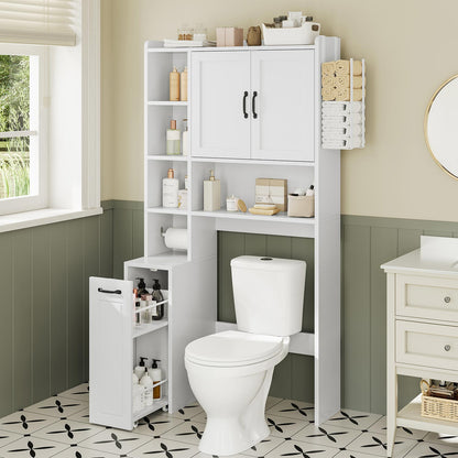 Over The Toilet Storage Cabinet with Pulley White