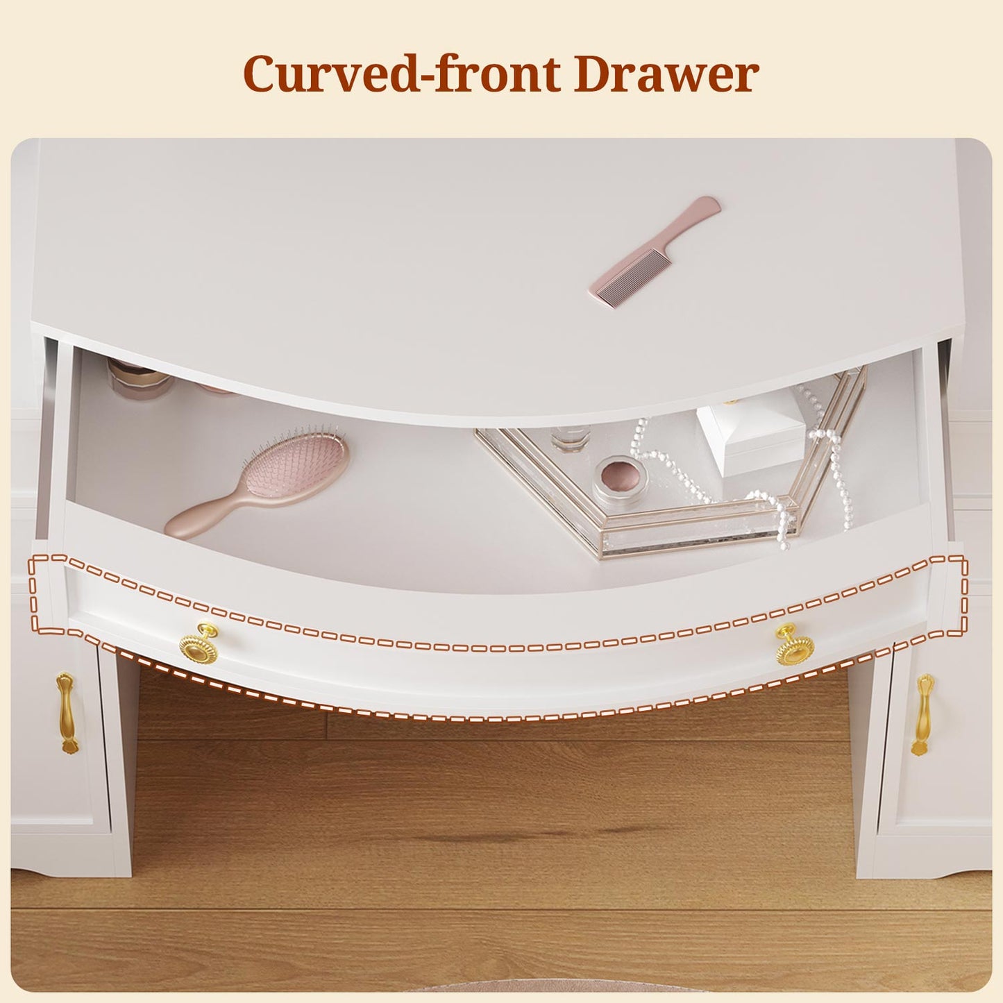 47.2" Vanity Table with LED Mirror & Built-in Charging Station White