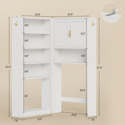 L Shaped Modular Over The Toilet Storage Cabinet Separable White