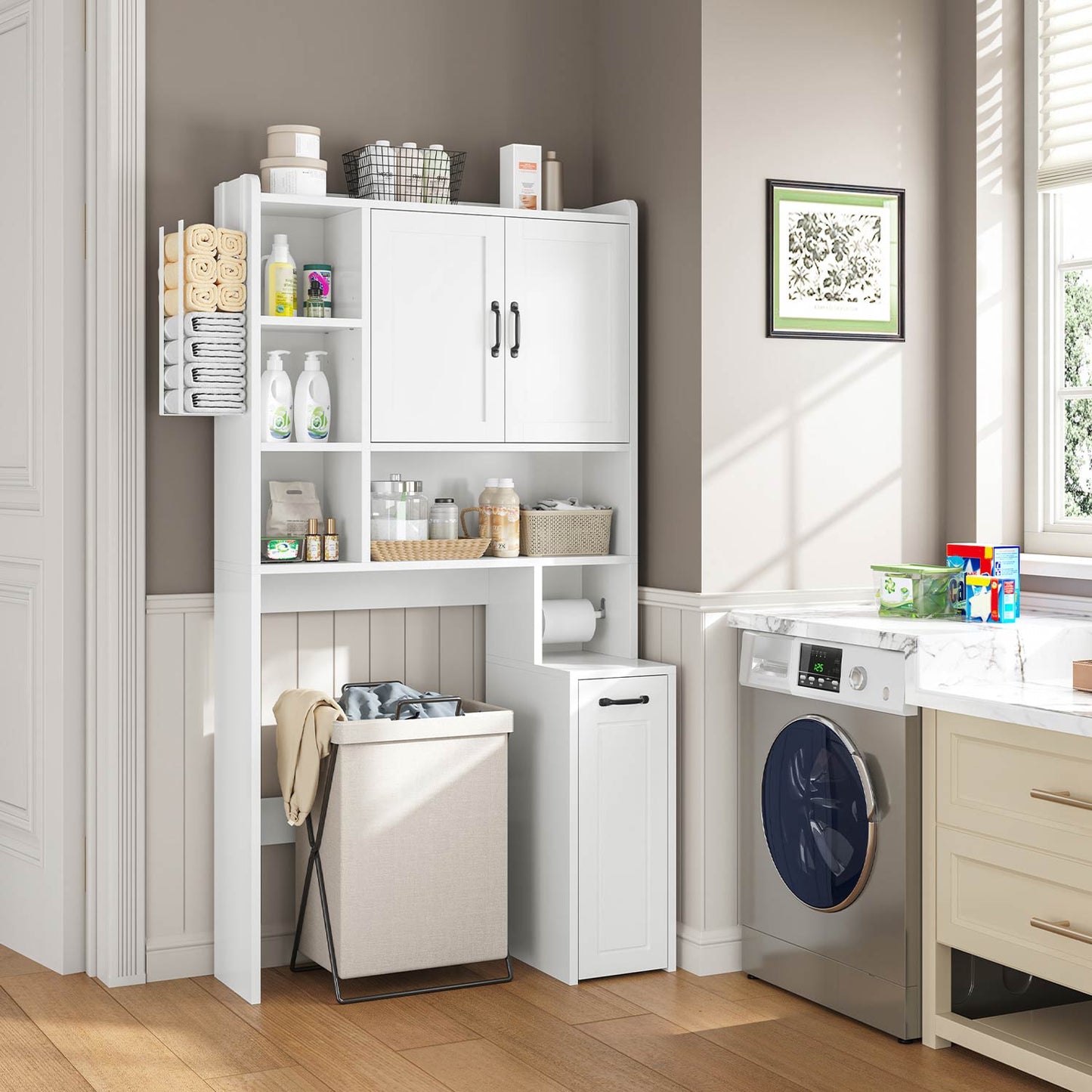 Over The Toilet Storage Cabinet with Pulley White