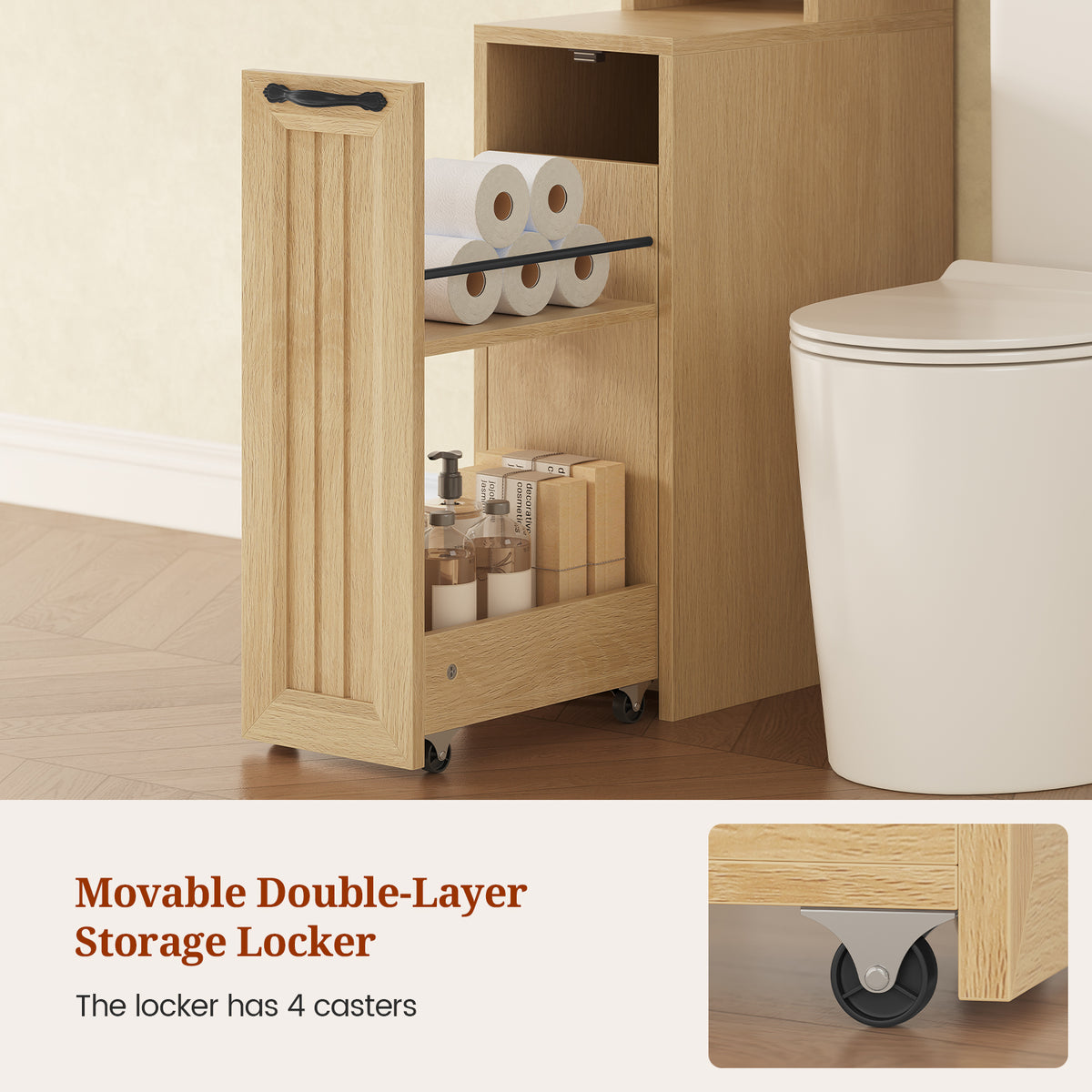 Arched Over The Toilet Storage Cabinet Small Pushcart Oak