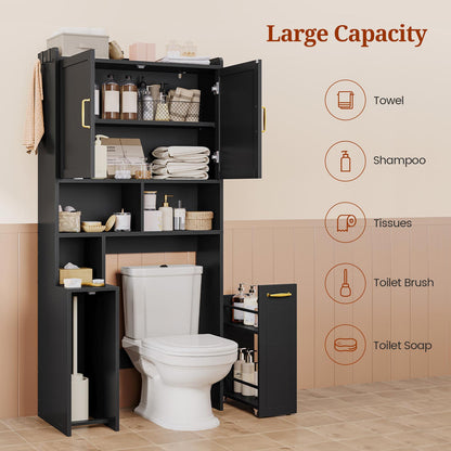 Over The Toilet Storage Cabinet with Pulley Black