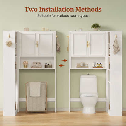 L Shaped Modular Over The Toilet Storage Cabinet Separable White